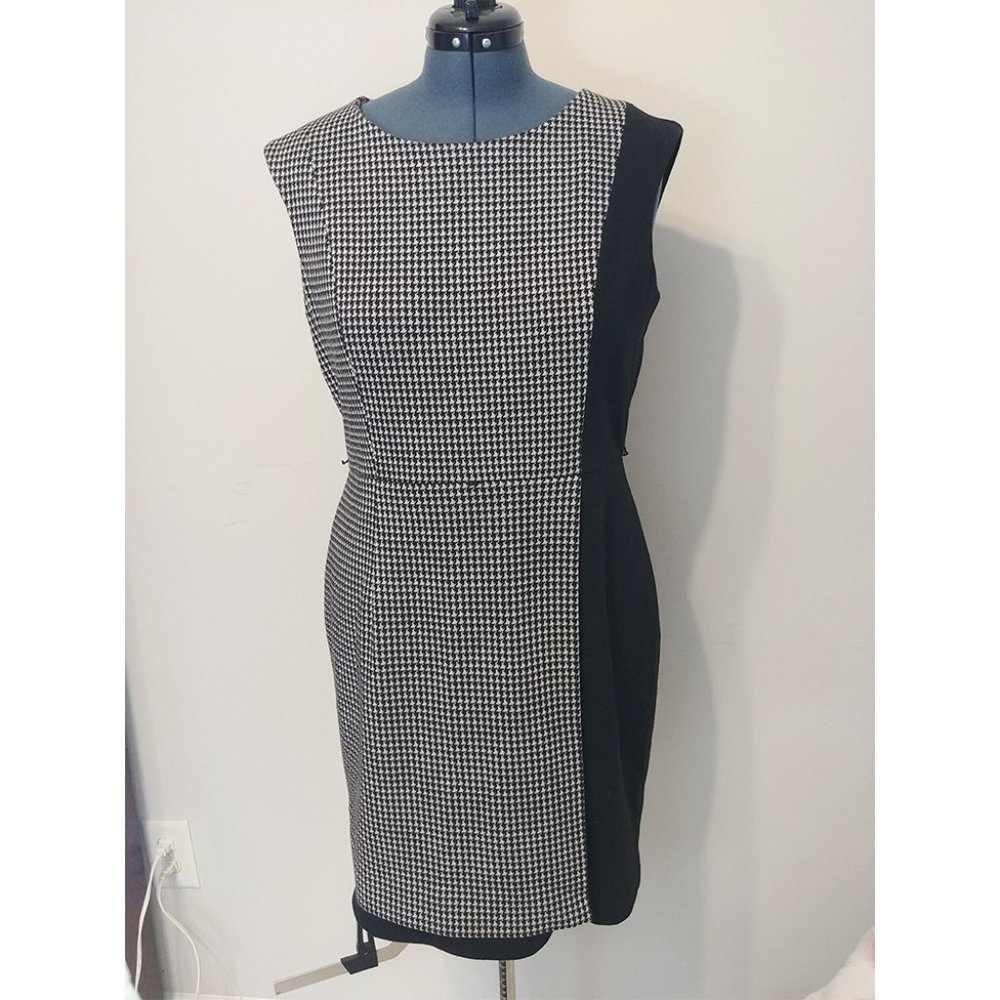 Calvin Klein Houndstooth Two-toned Sheath Dress